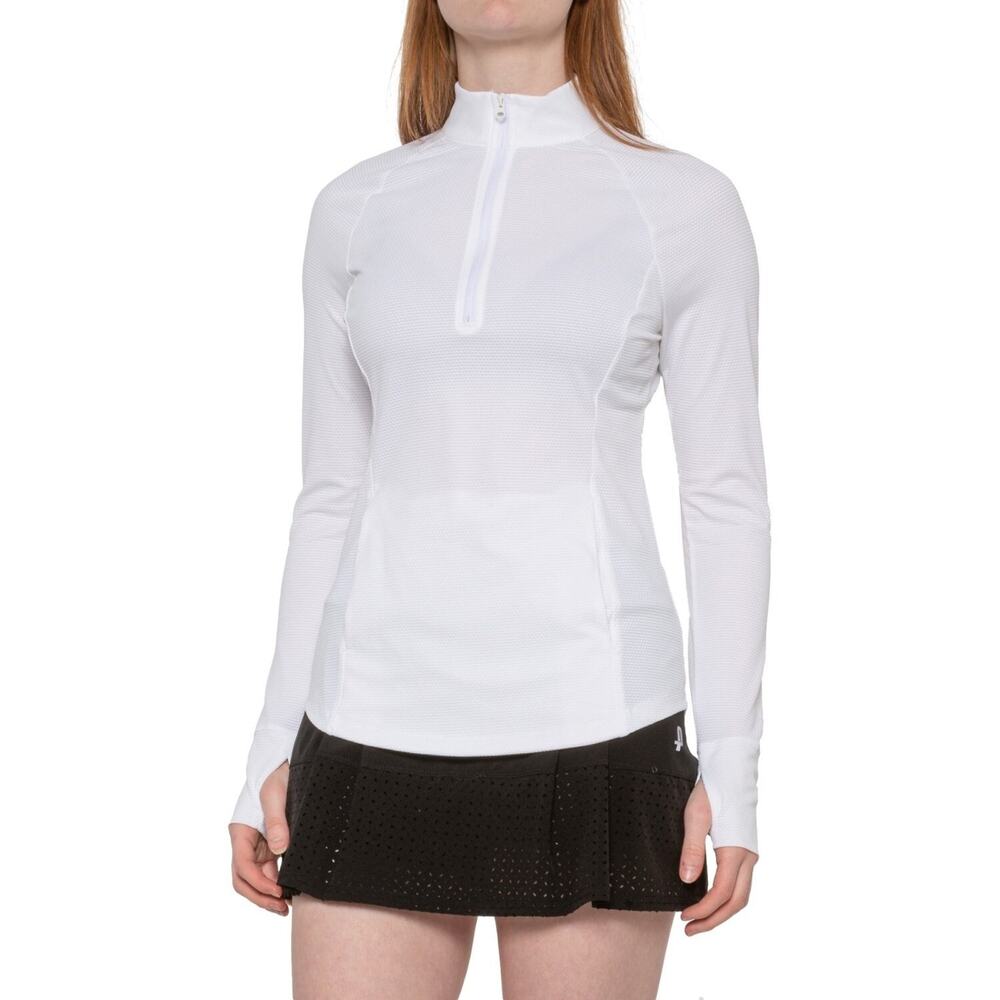 Tommy Bahama Golf Pullover Womens L White 1/4 Zip Long Sleeve Pockets Textured